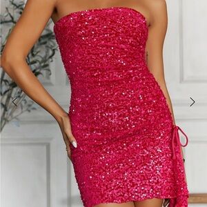 Hello Molly Pink Sequin Strapless Dress